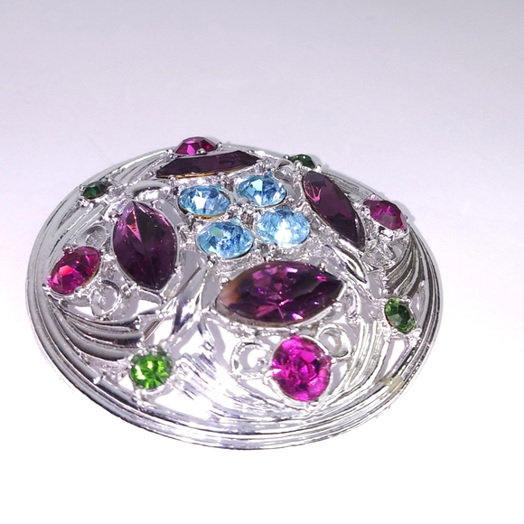 Sara Cov Purple Springtime 1972 Rhinestone Brooch Pin - Picture 6 of 8